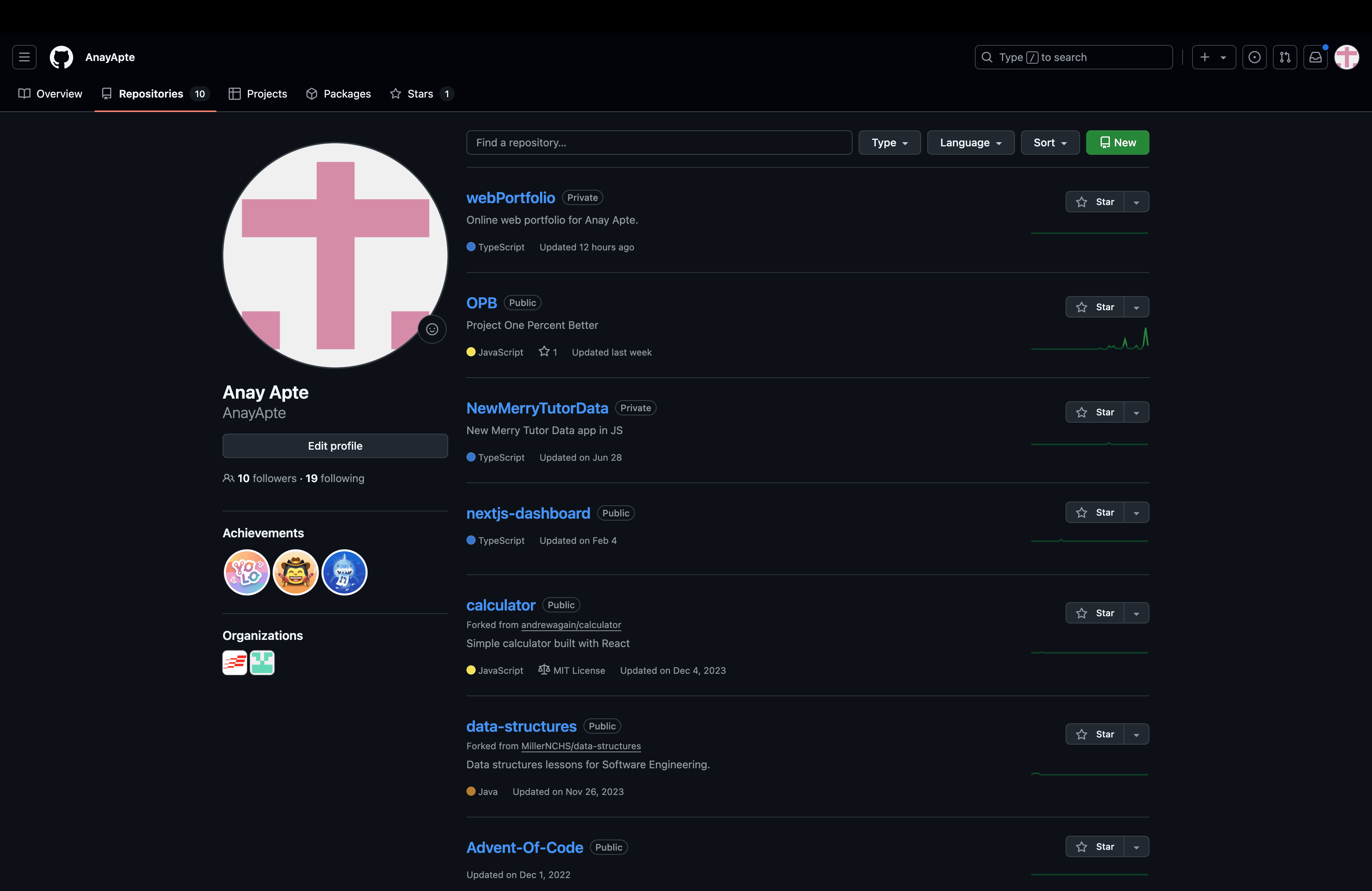 GitHub profile screenshot